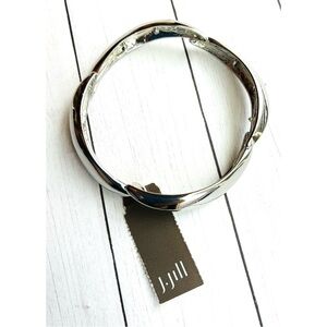 NEW NWT J. Jill Twisted Shiny Silver Stretch Bracelet $39 Retail